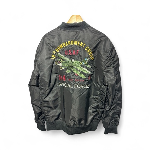 Military Industries by Unsocial MA-1 Special Forces Bomber Jacket Black Large - Picture 2 of 16